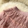 Summer Women Elegant Ruffles Mesh Tulle Cake Long Maxi Skirt
