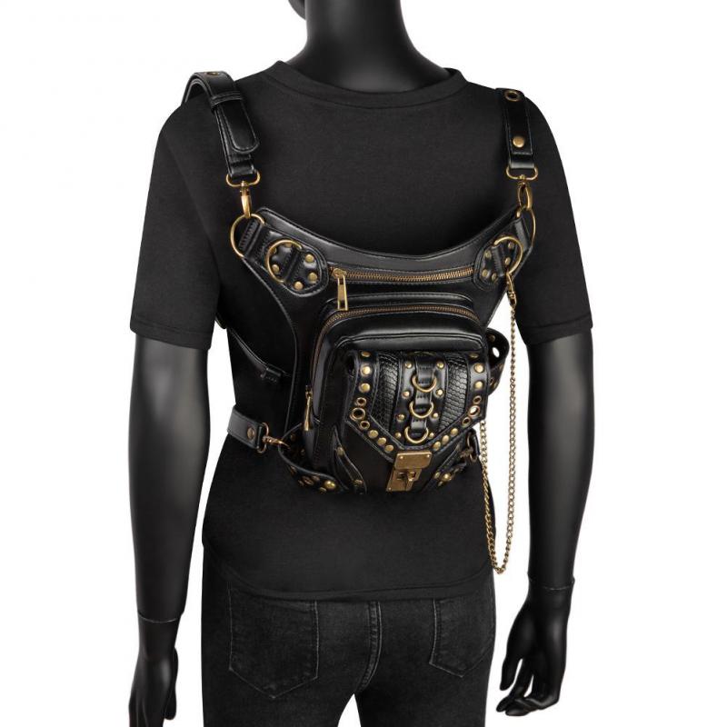 Johnature Dámská dámská taška do pasu Retro Locomotive Steampunk Style Vysoce kvalitní Pu Leather Multifunkční malé tašky přes rameno
