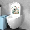 Adesivo per toilette con farfalle di gatto cartone animato, rimovibile, autoadesivo, in PVC impermeabile, soggiorno, camera da letto, bagno, arte della parete, decorazione floreale per animali