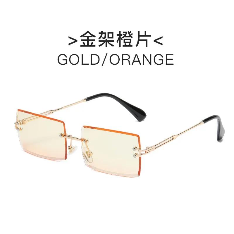 Vintage Fashion Sunglasses For Women Rimless Frameless Rectangle Shades Gradient Uv400 Summer Traveling Sun Glasses For Womenn