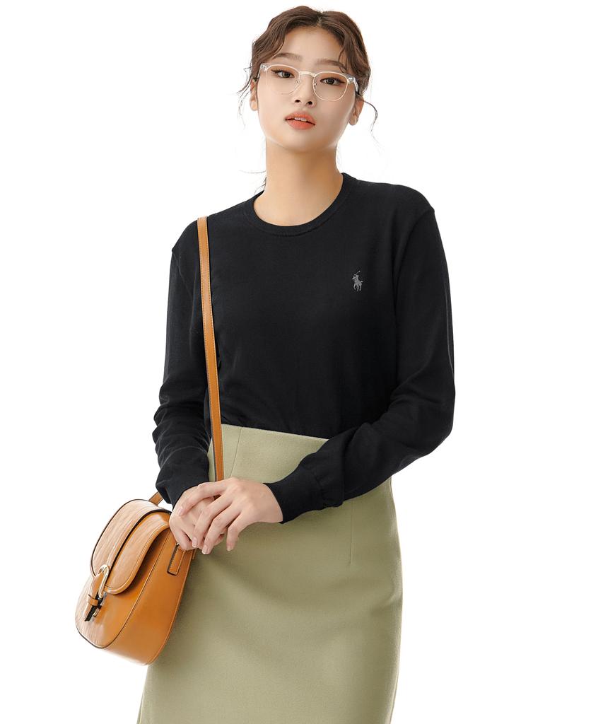 POLO RALPH LAUREN Long Sleeve Cotton Sweater - Black