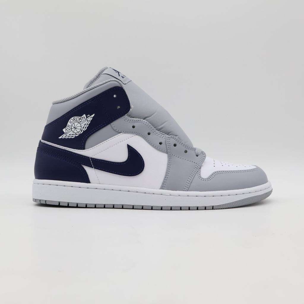 DQ8426-104 Nike Air Jordan 1 Mid White Wolf Grey Midnight Navy (Men's)
