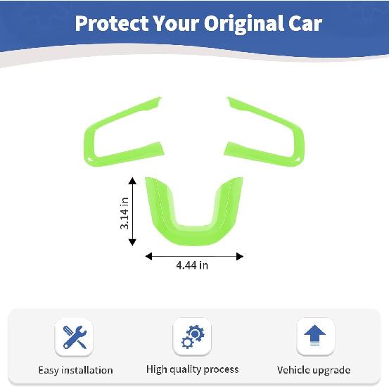 RT-TCZ For Wrangler JL Steering Wheel Trim Decal Panel Green For Jeep Wrangler JL JLU Gladiator JT 2018-Present Green Interior Accessories 3Pcs