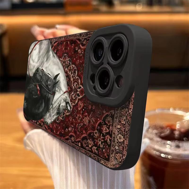 Vintage Black And White Horse Phone Case for Samsung Galaxy A56 A55 A36 A35 A26 A25 A15 5G A24 A23 A52 A52S A71 A72 4G Cover
