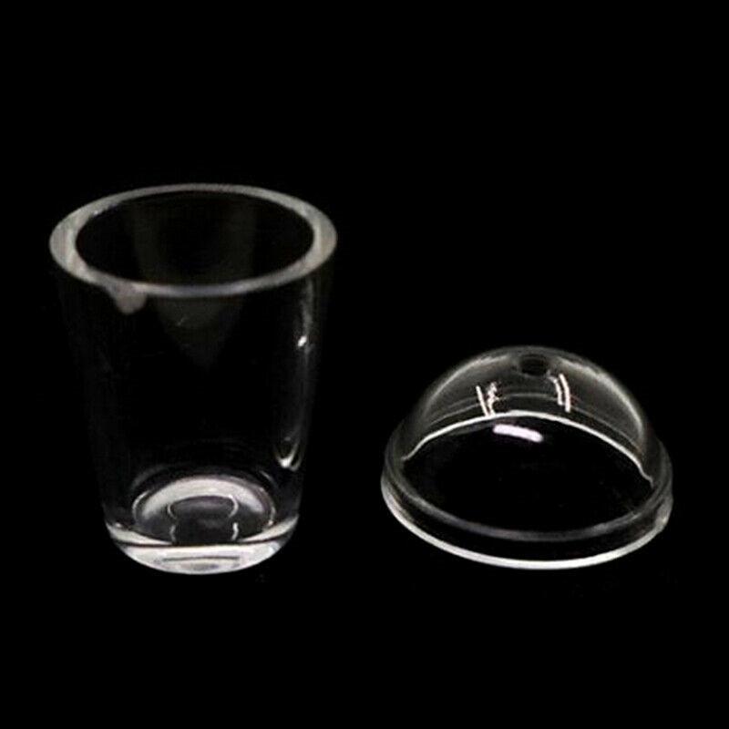 2pcs Dollhouse Accessories 1:12 Lid Cup Model-ca Miniature Transparent Straw