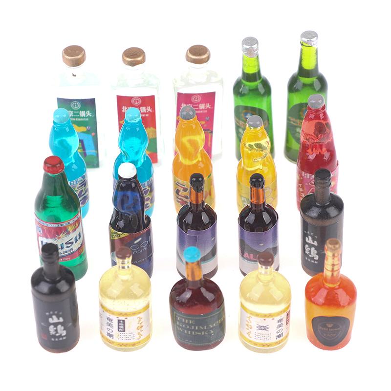 20Pcs 1:12 1:6 Dollhouse Miniature Drink Bottles Model Dolls Kitchen Accessories