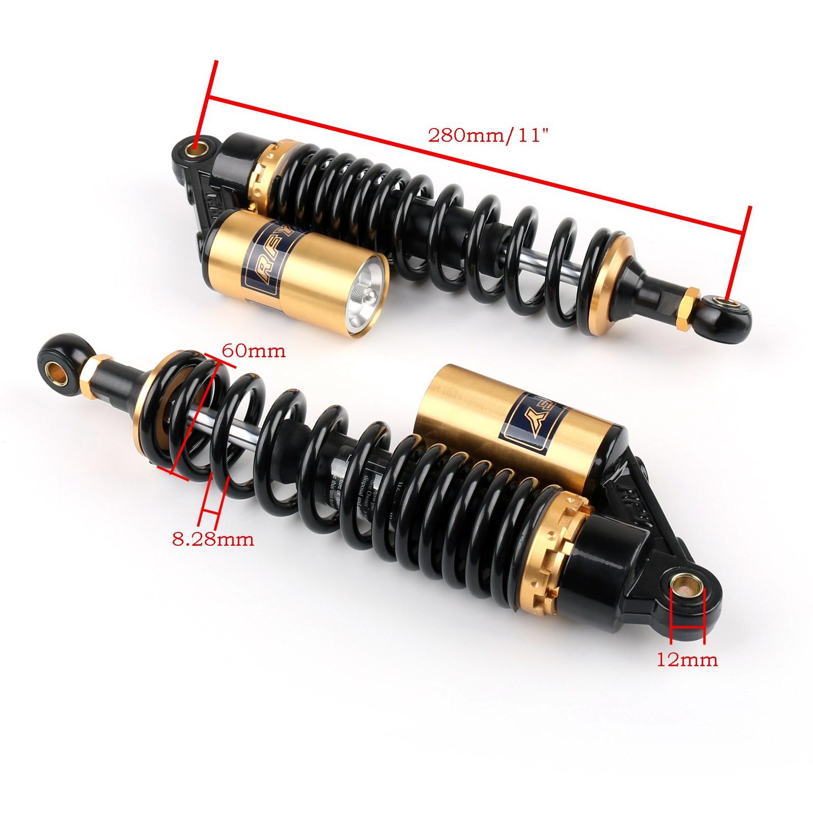 

1pair 11 280mm Motor Rear Shock Absorber Air Suspension For Honda Yamaha BLK&GD
