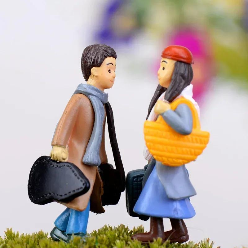 Sweety Lovers Couple with Trunk Figurines Miniature Craft Fairy DIY Ornament Garden Decor