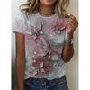 3D Butterfly Design T-Shirt, Casual Short-Sleeve Top Suitable for Spring and Summer, Womens Tees