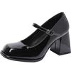 Fashion Women Mary Jane Shoes Elegant Square Toe Thick Heel Shoes Casual Party Dress Single Shoes 2025