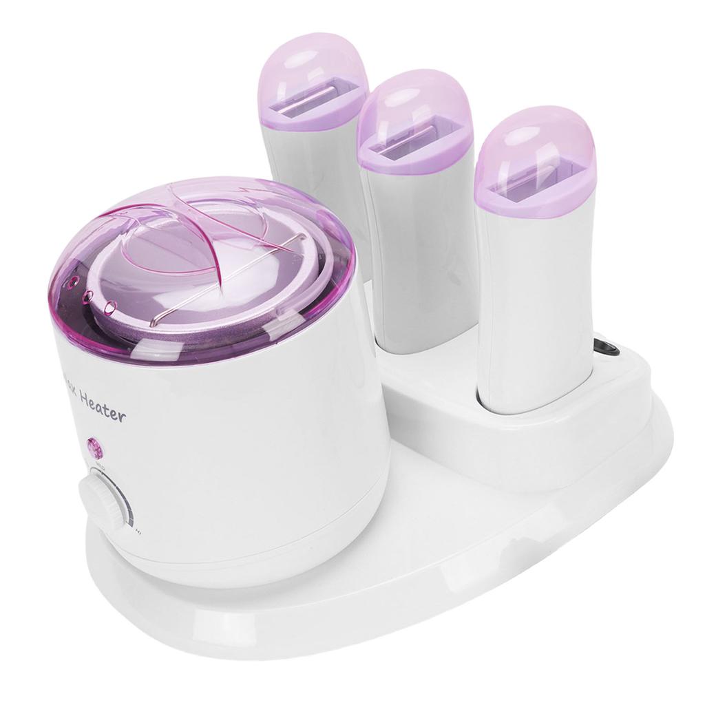 4 In 1 Wax Heater Anti Scald 3 Roll On Wax Warmer Single Pot Transparent Lid 220W for Home Use US Plug 110V