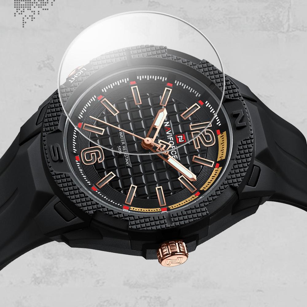 Naviforce Original Light Quartz Watch for Men Boy Luminous Pointer 50m Waterproof Silicone Strap Outdoor Fashion Men Watch NF7126