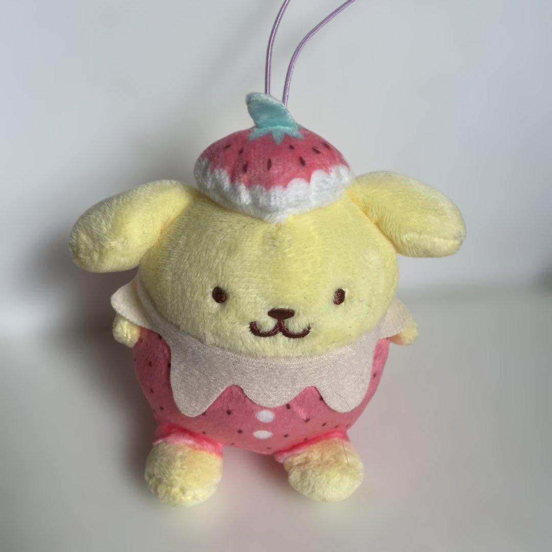New Sanrio Strawberry Milk Mate Pompompurin Mascot