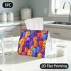 1pc Tissue Box, Vibrant Style Colorful Towns Joyful Mood Pattern, 2D Flat Printing, Crafted with Strong Polyester, Easy To Carry, Tissue Bag, for Offi