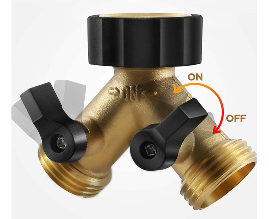 Garden Brass Hose Diverter 2 Way Y Valve
