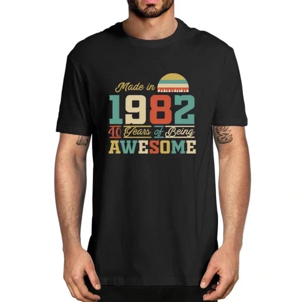 Vintage 40-årsdag 40 år 1982 Retro Kassettband Videokassett Diskettskjorta T-shirt Man Fru Skjorta Streetwear