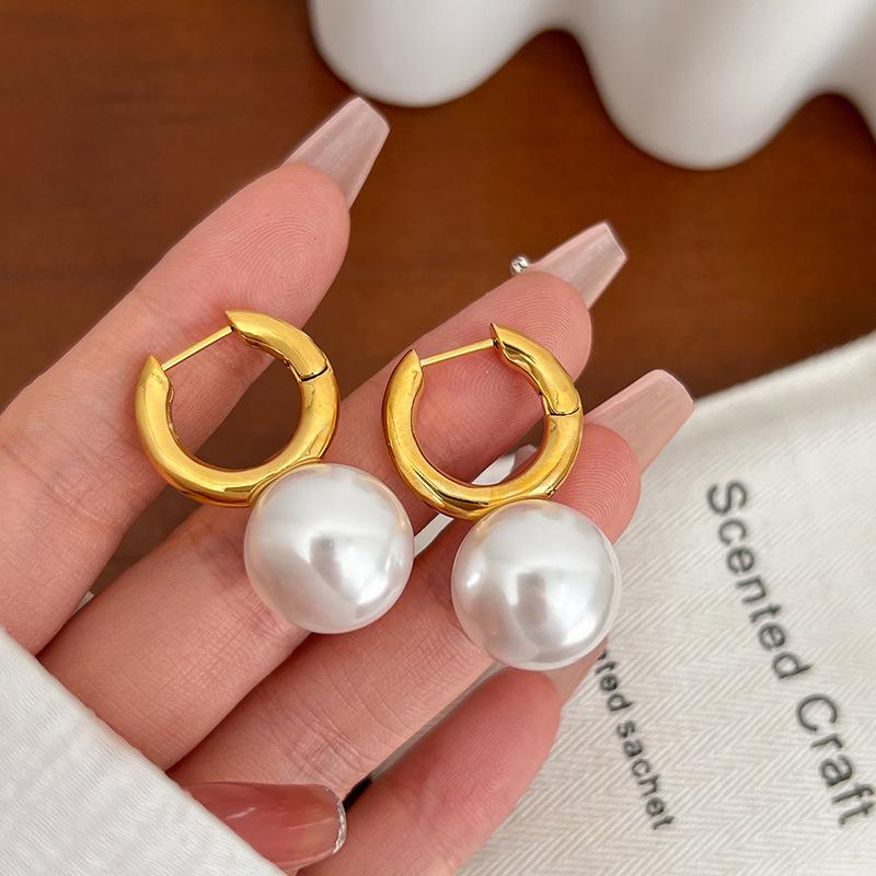 Temperament Elegant Sens Senior de Toamnă și Iarnă Retro Simplu Temperament Cercei Cerc Perle Cerc Senzualitate Senior de Lux Ușor Cataramă de Ureche