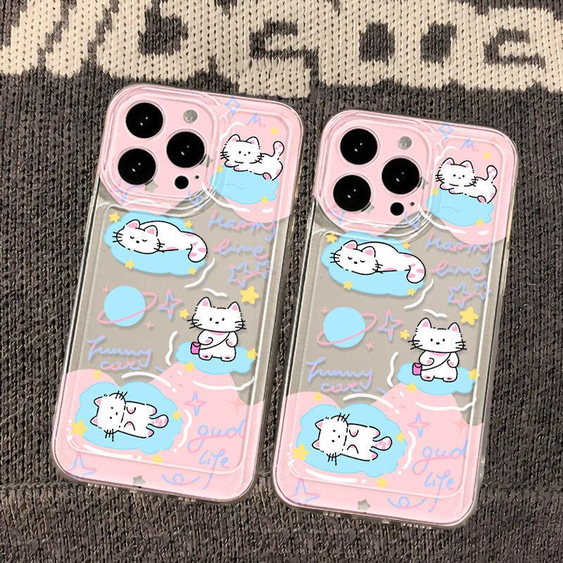 Pink Cat Applies To iPhone17promax Apple 16 Mobile Phone Case 14/13 Girl Heart 15 Soft Case Xs