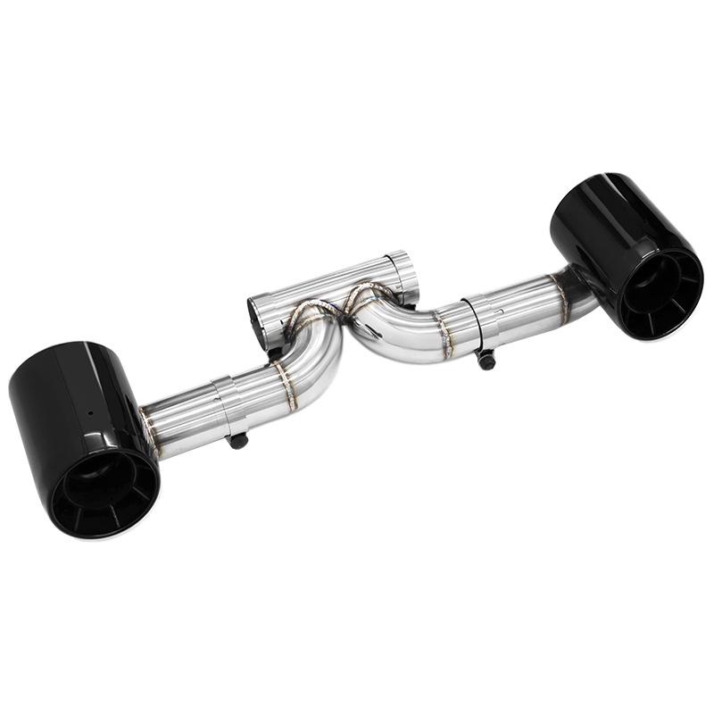 Ulepszenie Porsche 718 GT4: Podwójny wydech ze stali nierdzewnej z tłumikiem i czarnymi końcówkami