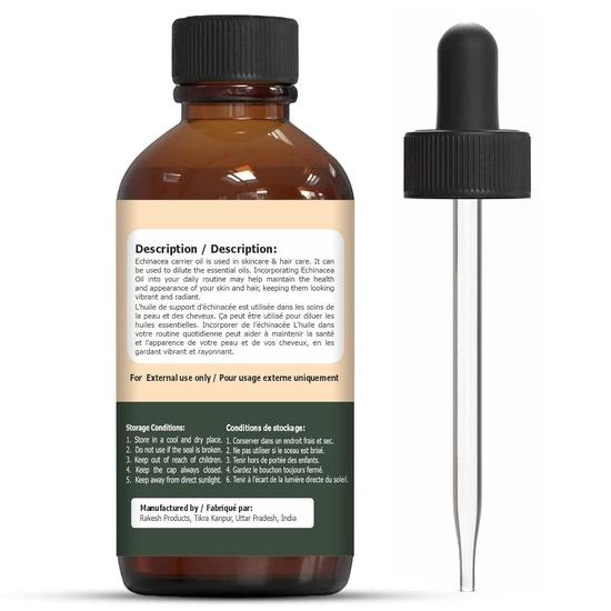 Organic Zing Echinacea (Echinacea Angustifolia) Oil | Pure & Natural Carrier Oil for Skincare and Hair Care - 30ml/1.01fl Oz