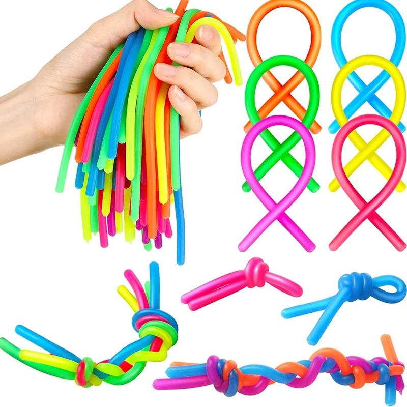 Toys 10PCS Small Fidget Stretchy Noodles 18CM Sensory Stress Relief ADHD Autism Anxiety Therapy Birthday Party Favors Gifts Kids