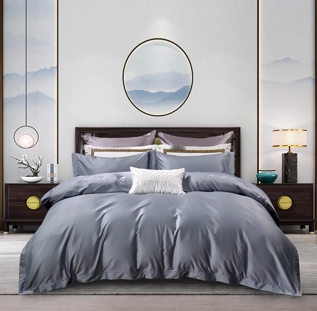 50S Pure Cotton Sateen Solid Color Brocade Fabric Duvet Cover & Bed Sheet Hotel Collection