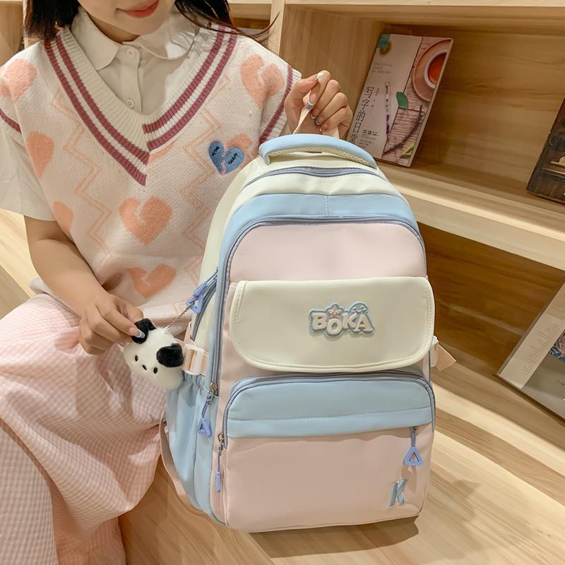 Студенческий школьный рюкзак с цветными блоками — фото 15