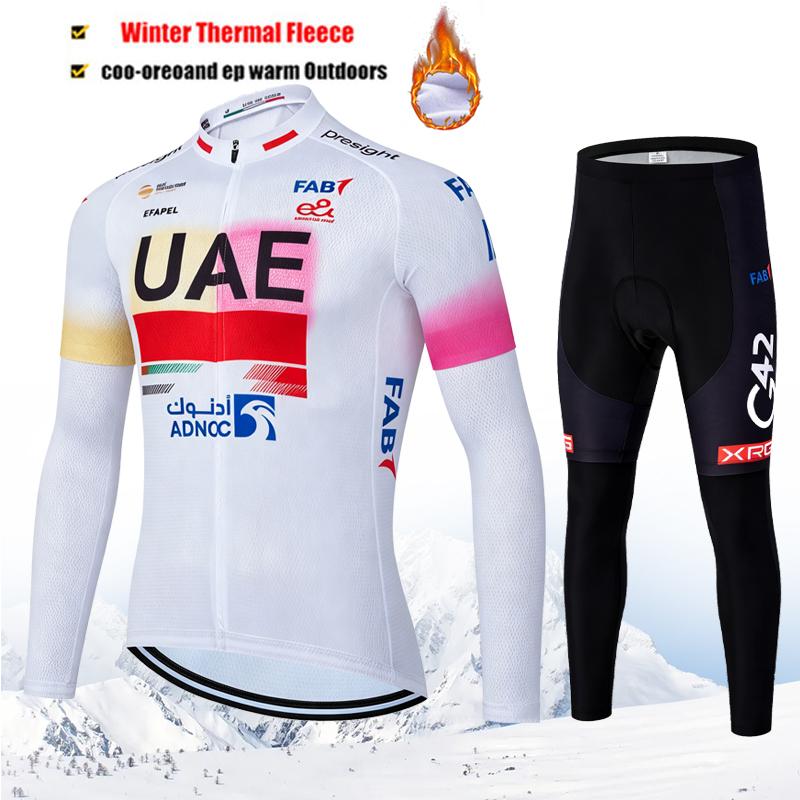 2027 Winter UAE Team Men's Cycling Clothing Men Thermal Fleece Cycling Set Mtb Man Clothes Sets Riding Suit Set Road Bike Wear