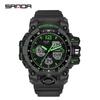 Fashion SANDA 6030 Men's Electronic Watch Outdoor Sports Multi functional Dual Display Waterproof LED Men's Electronic Watch