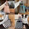 Sac cabas à carreaux en tricot style coréen tendance pour femmes Tissu doux