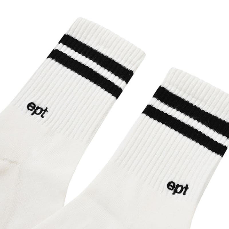 EPT STRIPE LOGO SOCKS (WHITE_BLACK)