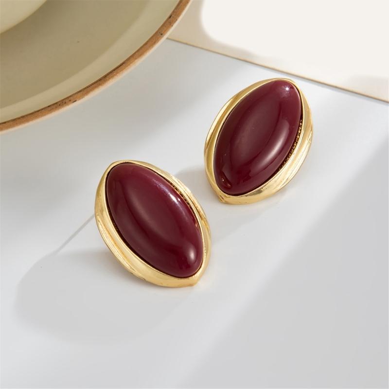 Resin Oval Studs Earrings for Women Geometric Fashion Jewelry Ear Accessories for Casual and Formal Occasions