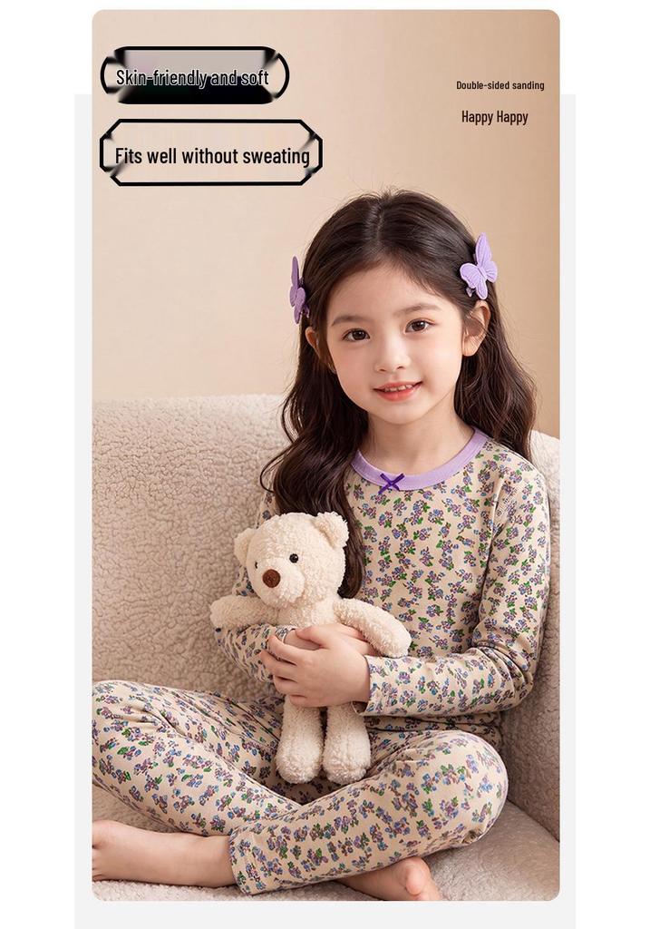 Kids' Autumn Winter Warm Cotton Pajama Set: Boys & Girls