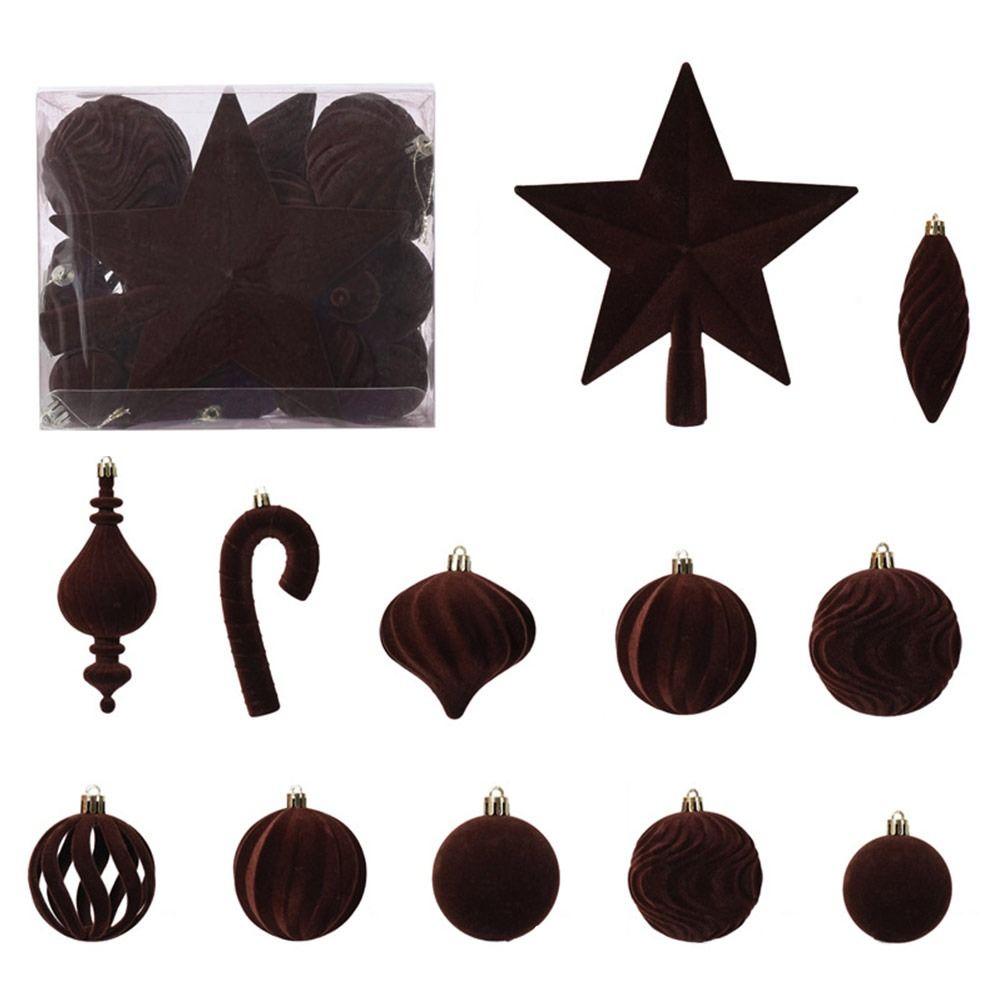 9/12/30 Pcs/set flannel Christmas Ball Set 6/8cm Red Xmas Ornament Ball Hanging Hollow-out Xmas Tree Hanging Pendant Xmas Tree