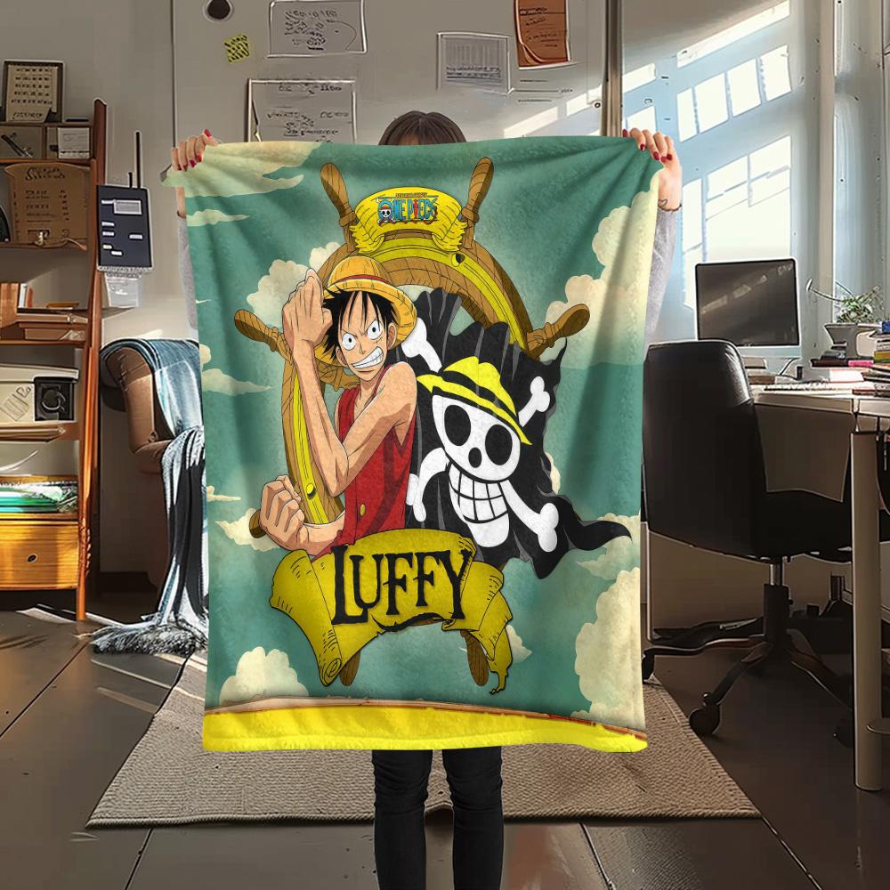 1PC Luffy D Patterned Flannel Blanket Suitable For All Seasons For Home Decor Warmth And Comfort Gifts Holiday Present