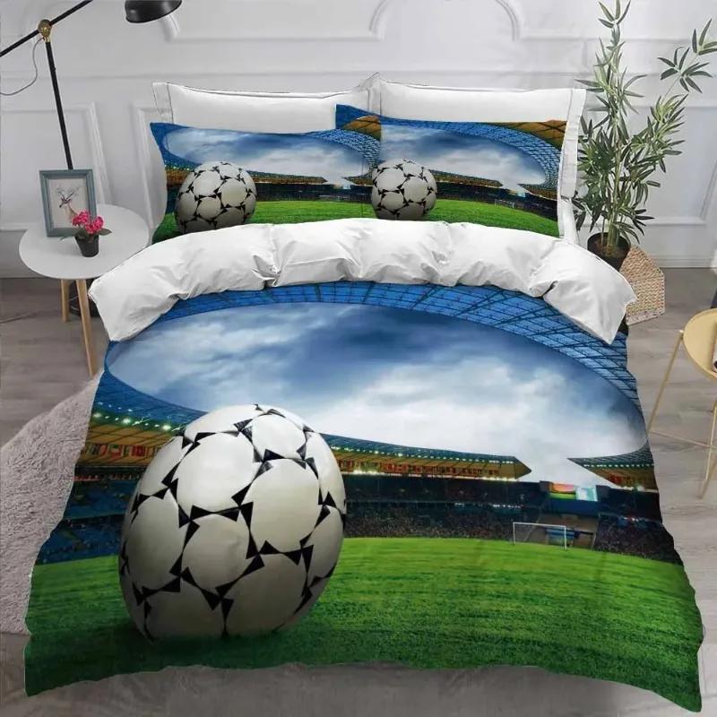 10% Polyester Beding Set Home Textile House De Couete Fotbal Soft Duvet Cover Sets for Boy Quen Ful Twin Single Sized Dimensions Bedrom