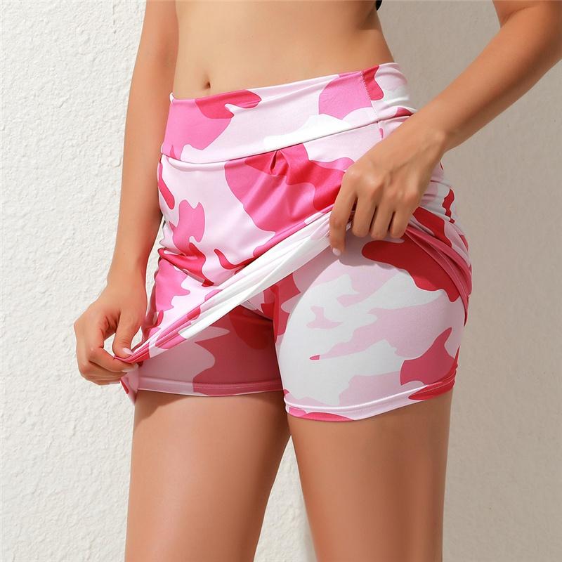 Women's Fashion Camouflage Print Athletic Skort with Pockets Running Tennis Golf Gym Sports Workout Skirt