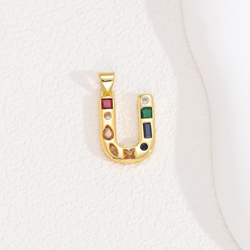 Multicolor Zircon A-Z Letters Pendant Necklace Crystal Water Drop 26 letters Pendant Necklace Gold Plated  Gift for Women
