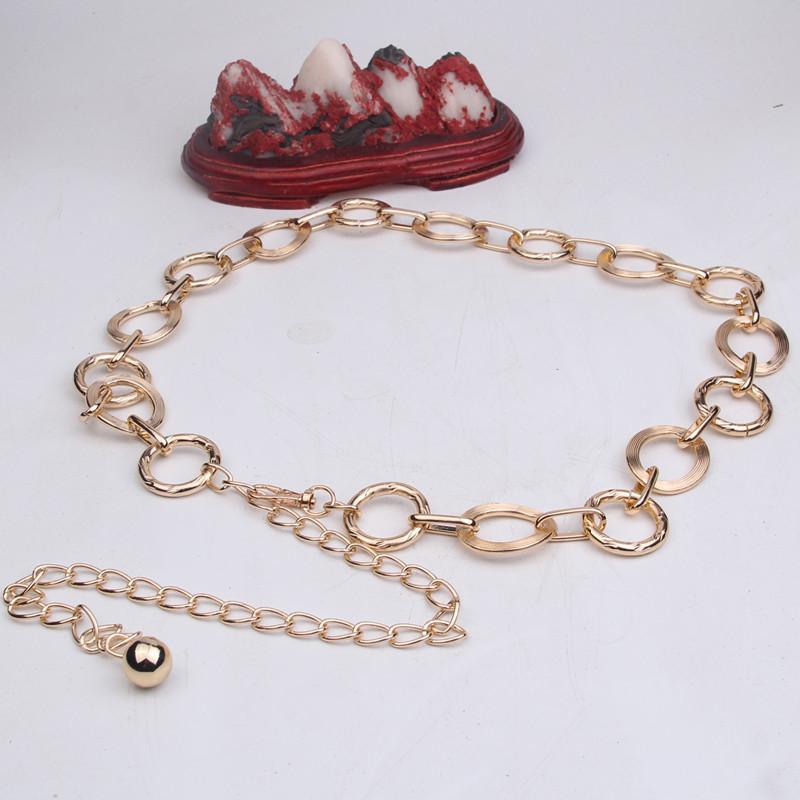 Metal Waist Chain Women'S Simple Wind Circle Decorative Ring Chain With Dress Belt