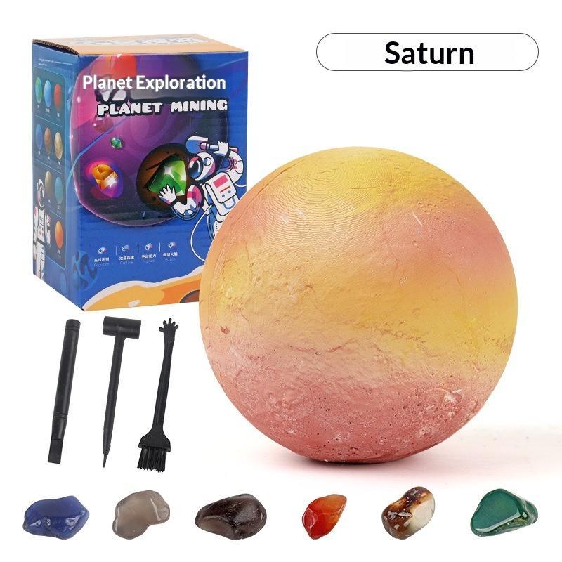 Excavation Planet Digging Kit Hidden Colorful Gems Safe Easy-Grip Digging Tools Puzzle Toy for Kids Group Play Time