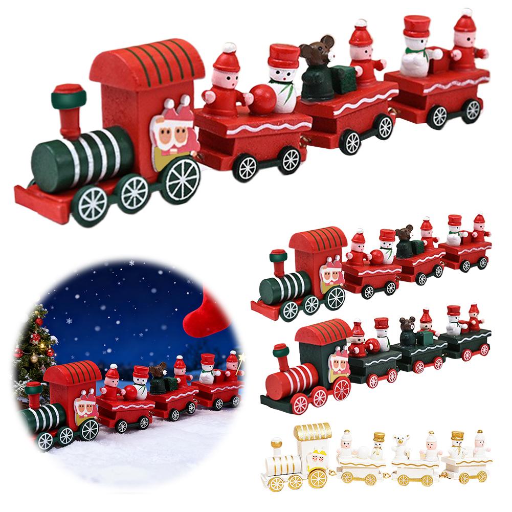 DIY Mini Christmas Tree Decoration Window Display Ornament Adornos Wooden Christmas Tree Desktop Ornament Wooden Christmas Train