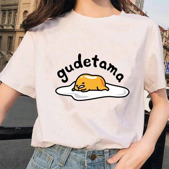 Harajuku Faules Ei Gudetama Aufdruck Damen Kinder T-Shirt Kurzarm Kawaii Gothic Weibliches Ästhetisches Oberteil Harajuku Stil Kleidung