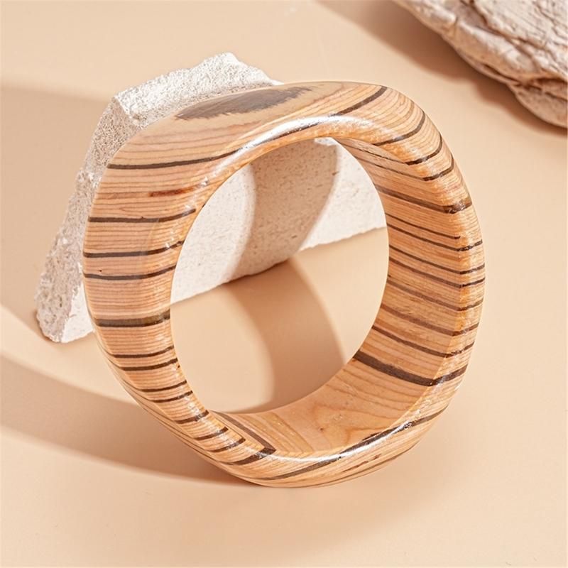 Geometrisches Armband Handgefertigt Natürliches Holz Armreif Retro Handgelenk Schmuck Für Frauen Mode Accessoires
