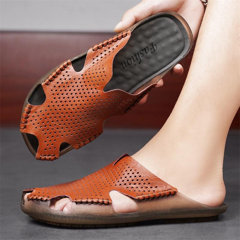 Men Black Slippers Gladiator Sandals Outdoor Summer White Beach Shoes Wide Head Plus Size