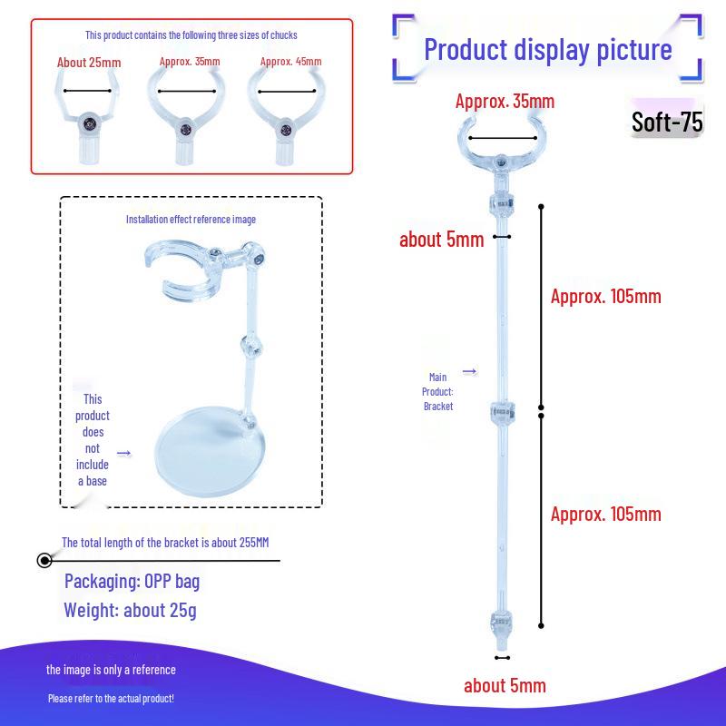 Transparent Adjustable Figure Stand with Waist Support - Multiple Sizes
