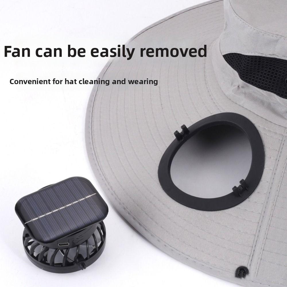 Breathable Solar Fan Hat 3 Speeds Wide Brim Sun Cap Convenient Cooling Fisherman Hat Camping