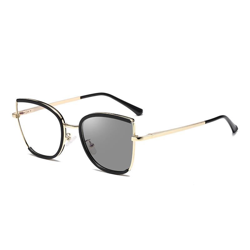 Cat'S Eye Optical Frame Women'S Color-Changing Anti-Blue Light Glasses Frame Women'S Advanced Myopia Flat Lens