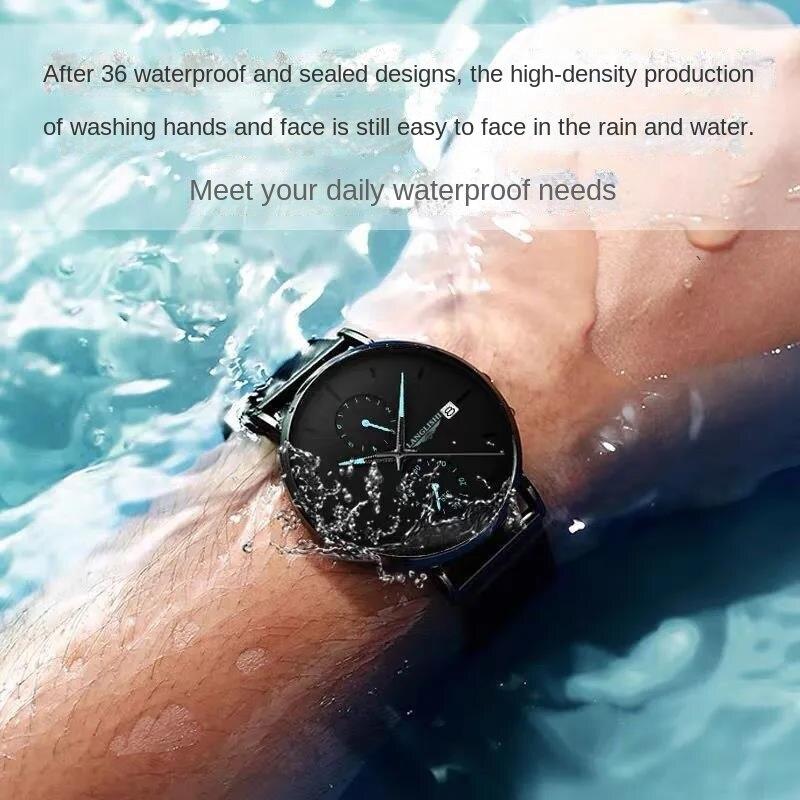 Orologio Uomo Al Quarzo Ultra Sottile Con Calendario – Impermeabile 30M, Pelle E Acciaio - 3