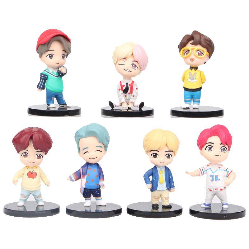 7pcsset Tinytan Bts Figure Dynamite Bangton Boys Groups Mini Figurine Army Gift