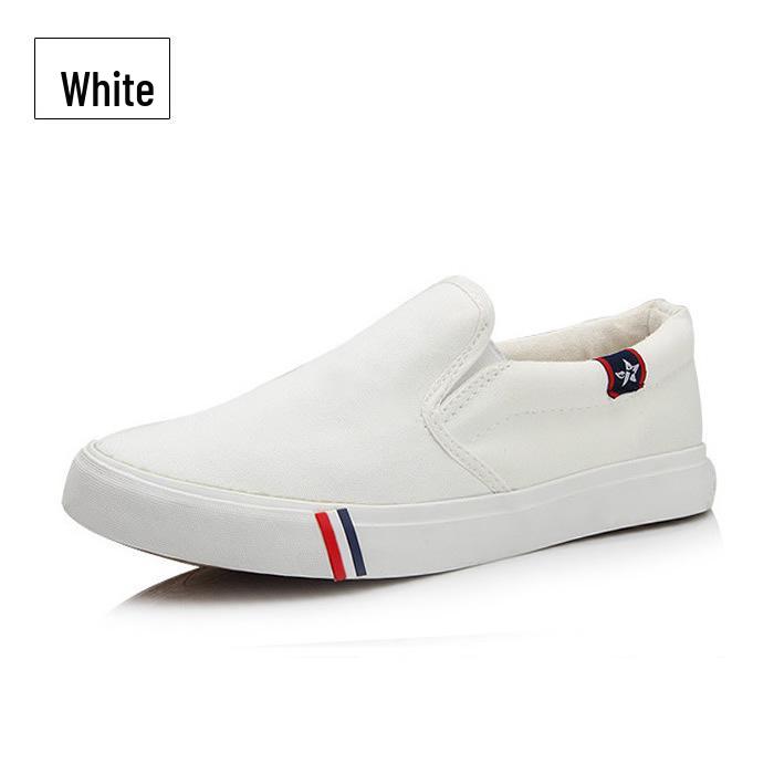 

2024 Стильные парусиновые слипоны унисекс - Нескользящие, дышащие, идеально подходят для танцев на площади и студентов 41 белый